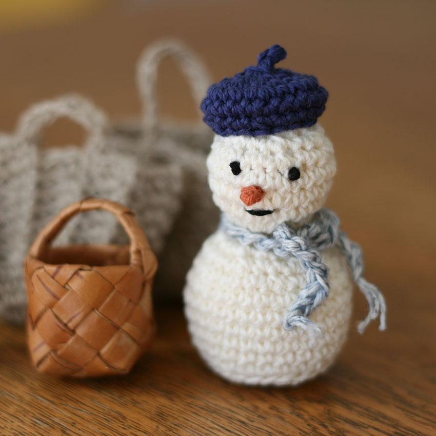 かぎ針編み無料編み図「ベレー帽の雪だるま」 | かぎ針編みレシピ