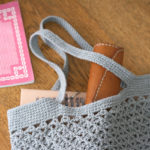 かぎ針編み 麻の葉トートバッグ（横長）