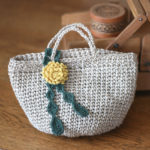 かぎ針編み マルシェ型きんちゃくポーチ