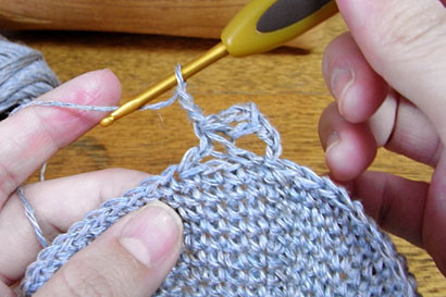 かぎ針編み 麻の葉模様 ⑦次はくさりを3目編みます