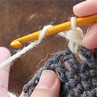 中長編み表引き上げ編み[1] 針に糸をかけ、