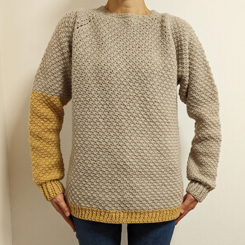 Umeccoさんの「自分サイズに編むセーター」かぎ針編み作品