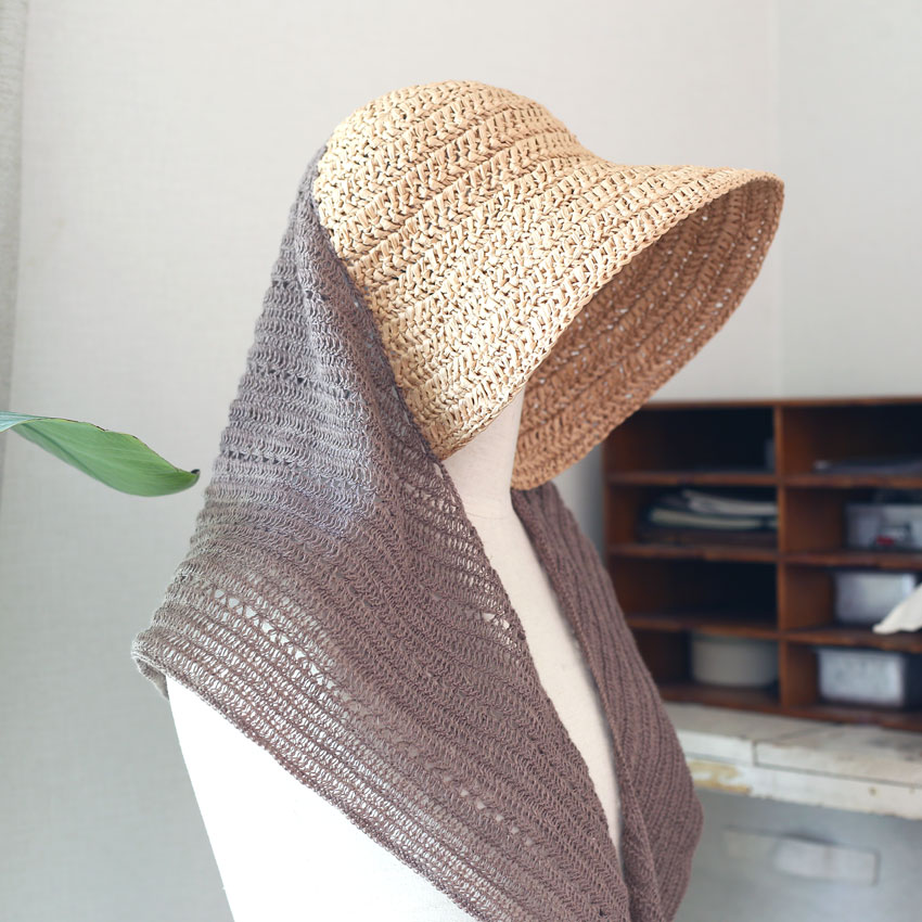 かぎ針編み　スカーフハット 農作業 帽子