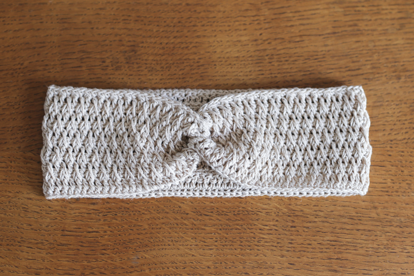 かぎ針編み無料編み図「クロスヘアバンド」