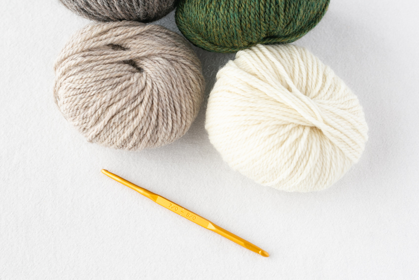 並太毛糸と7号かぎ針のイメージ